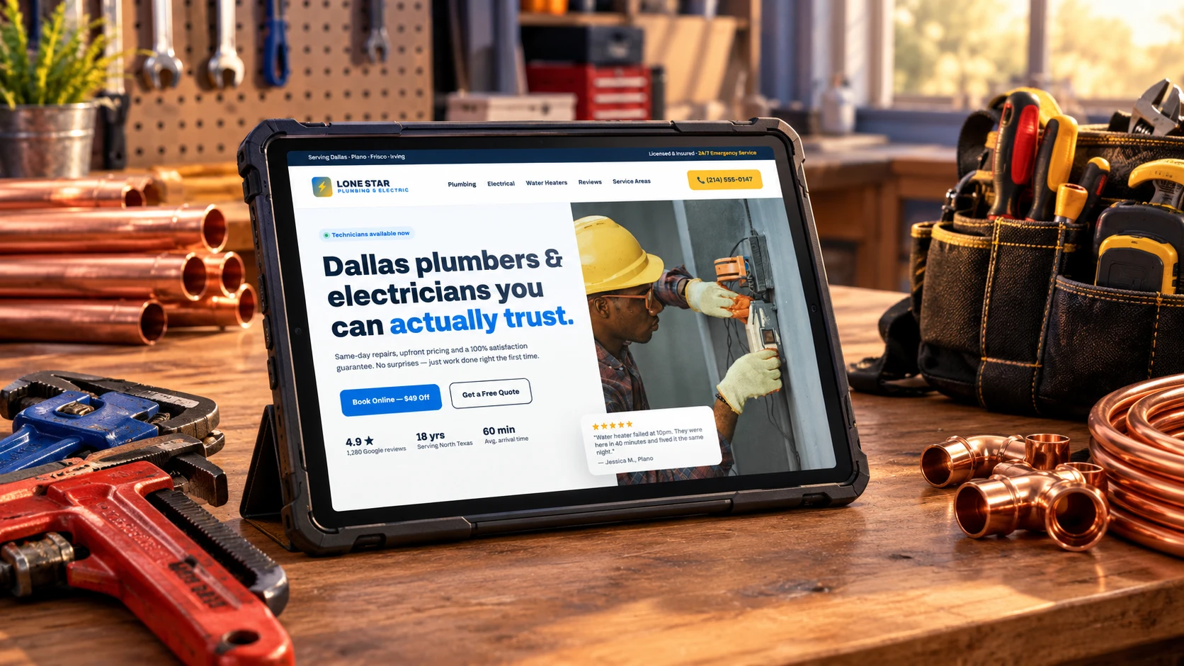 Lone Star site on a rugged tablet in a workshop